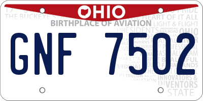 OH license plate GNF7502