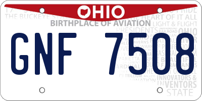 OH license plate GNF7508
