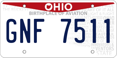 OH license plate GNF7511
