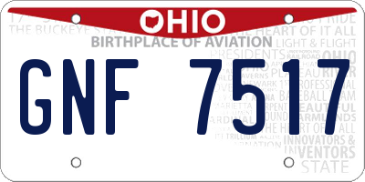OH license plate GNF7517