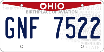 OH license plate GNF7522