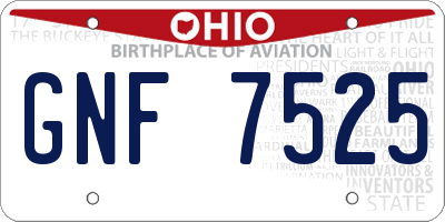 OH license plate GNF7525