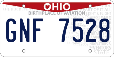 OH license plate GNF7528