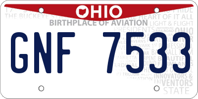 OH license plate GNF7533