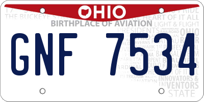 OH license plate GNF7534