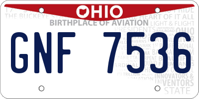 OH license plate GNF7536