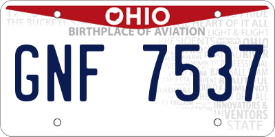 OH license plate GNF7537