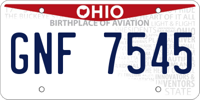OH license plate GNF7545