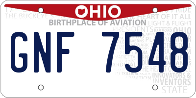 OH license plate GNF7548