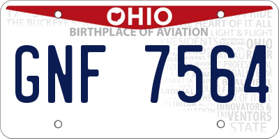 OH license plate GNF7564