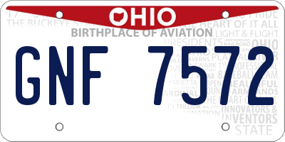 OH license plate GNF7572