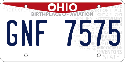 OH license plate GNF7575