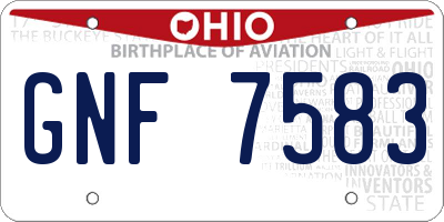 OH license plate GNF7583