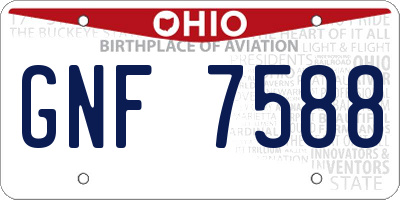 OH license plate GNF7588