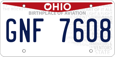 OH license plate GNF7608