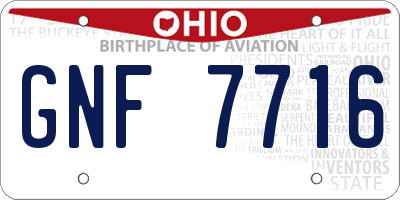 OH license plate GNF7716