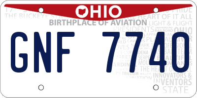 OH license plate GNF7740
