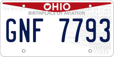 OH license plate GNF7793