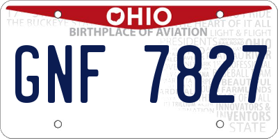 OH license plate GNF7827