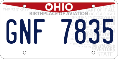 OH license plate GNF7835