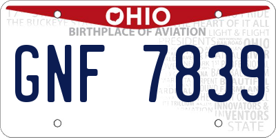 OH license plate GNF7839