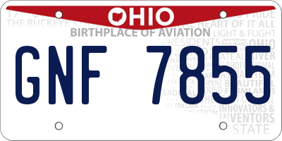 OH license plate GNF7855