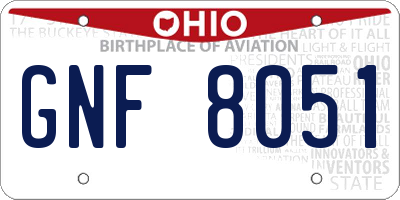 OH license plate GNF8051