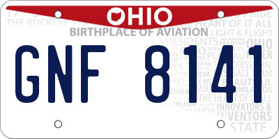 OH license plate GNF8141