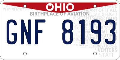 OH license plate GNF8193