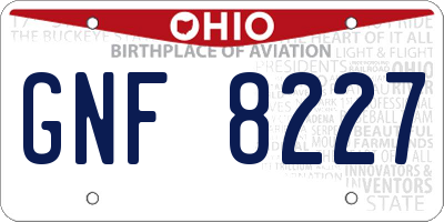 OH license plate GNF8227