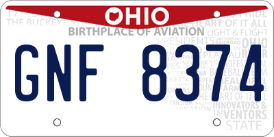OH license plate GNF8374
