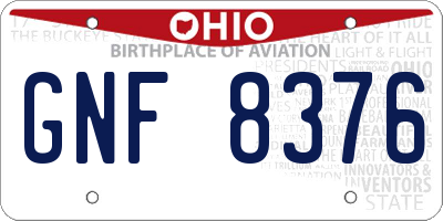 OH license plate GNF8376