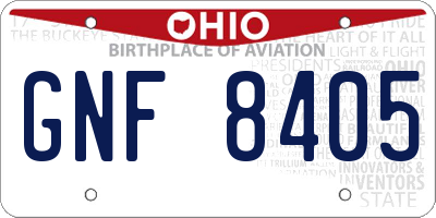 OH license plate GNF8405