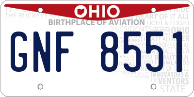 OH license plate GNF8551