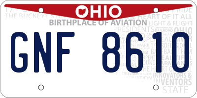 OH license plate GNF8610
