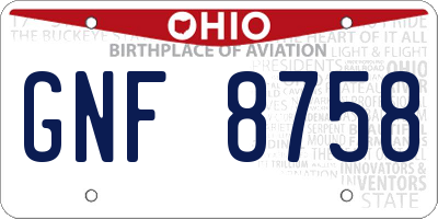 OH license plate GNF8758