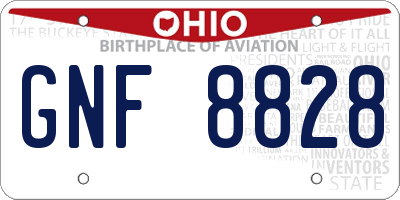 OH license plate GNF8828
