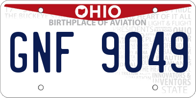 OH license plate GNF9049