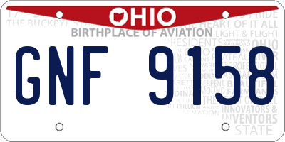 OH license plate GNF9158