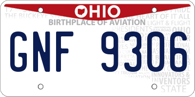 OH license plate GNF9306