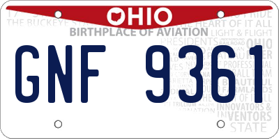 OH license plate GNF9361