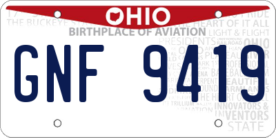 OH license plate GNF9419