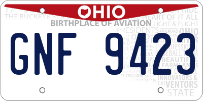OH license plate GNF9423