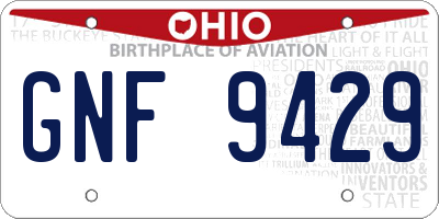 OH license plate GNF9429