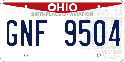 OH license plate GNF9504