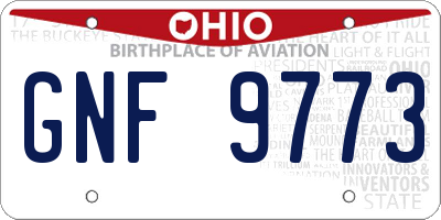 OH license plate GNF9773