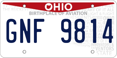 OH license plate GNF9814