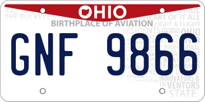 OH license plate GNF9866