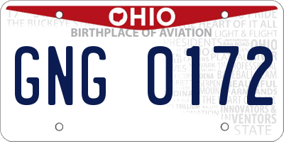OH license plate GNG0172