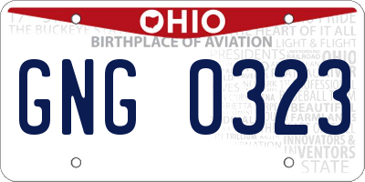 OH license plate GNG0323